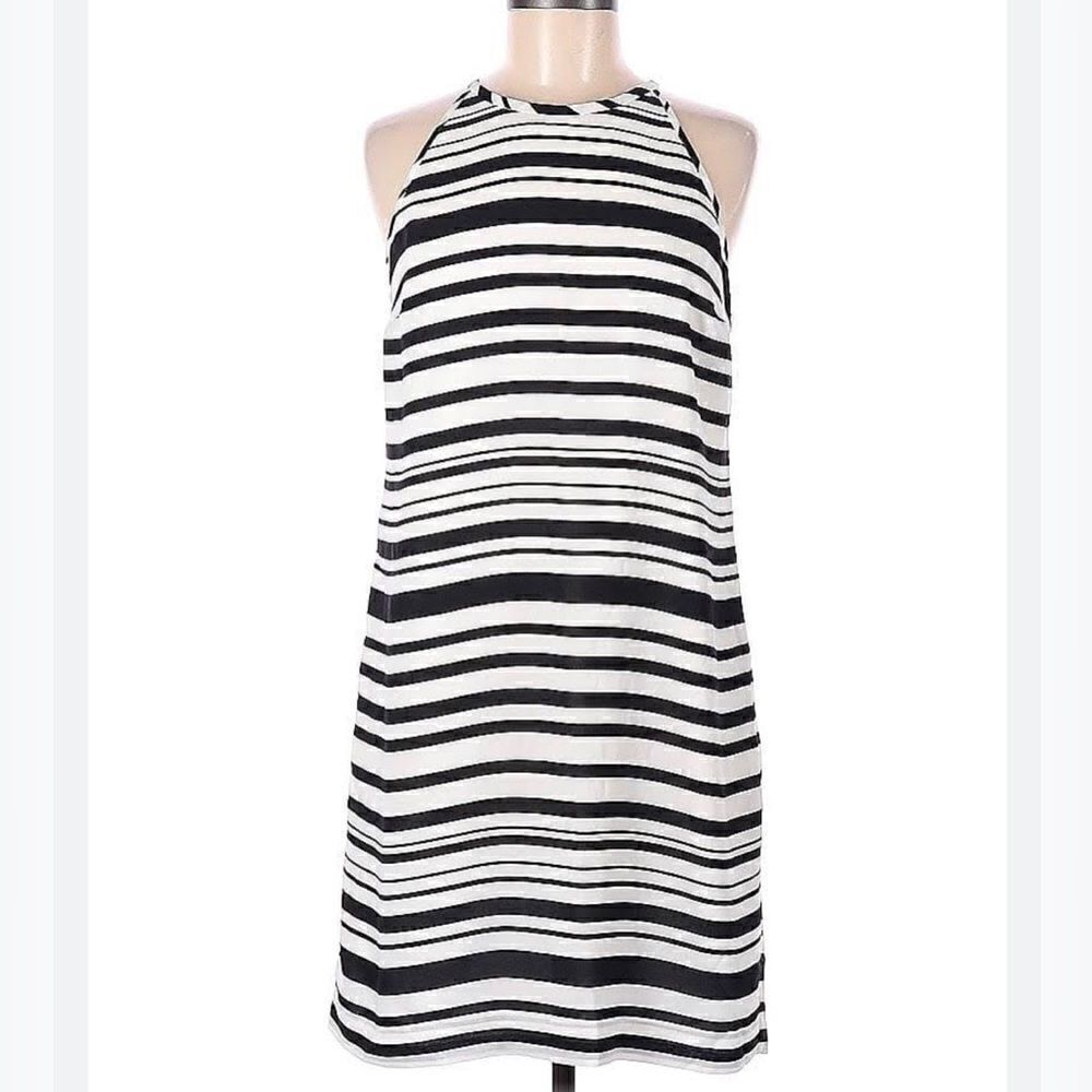 Banana Republic Black & White Striped Shift Dress